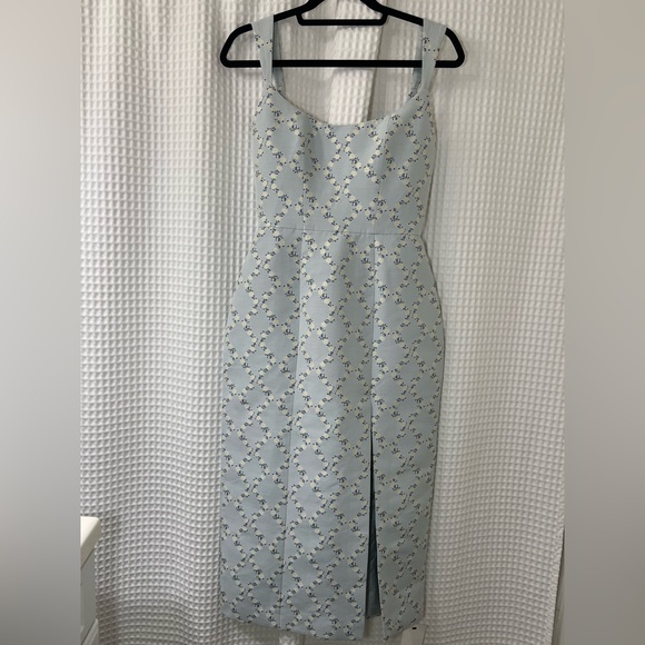 Markarian Edward Corset Blue Floral Print Midi Dress 2 NWT - Picture 3 of 12